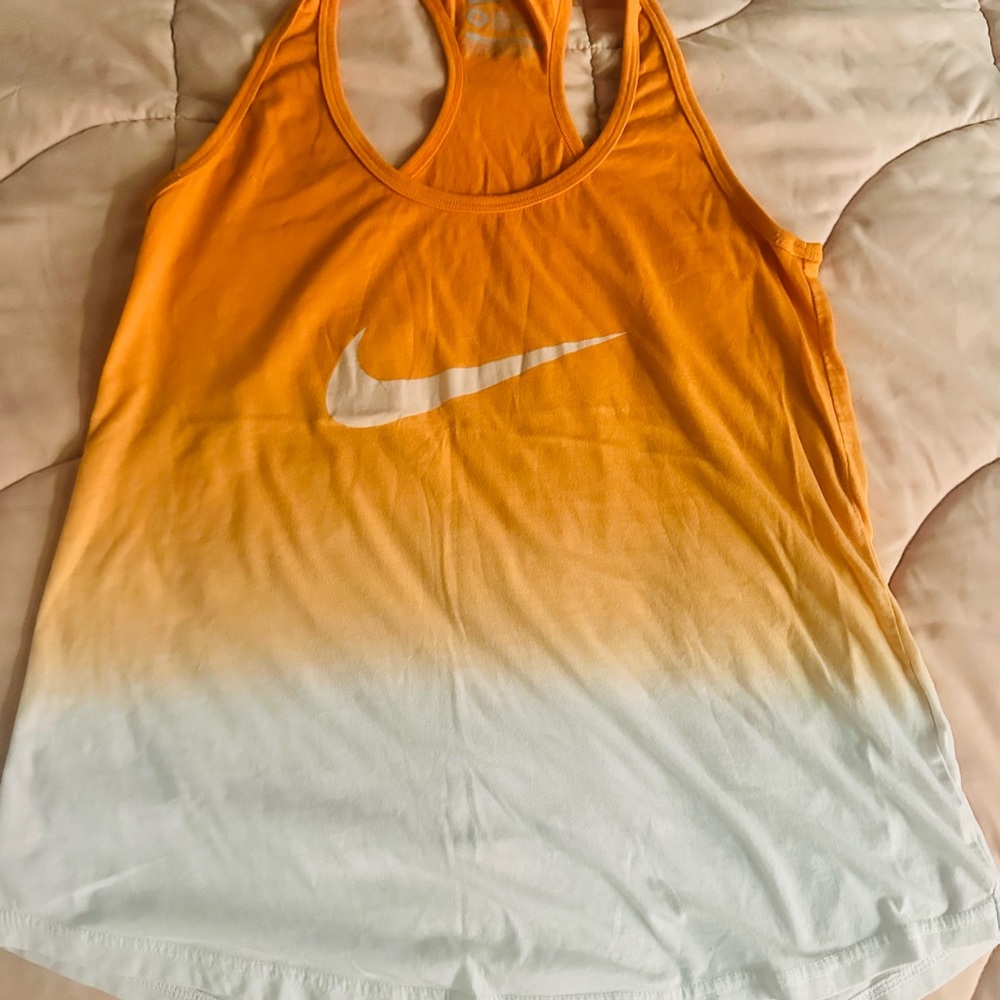 Nike Women's Gradient Orange and White Tank Top